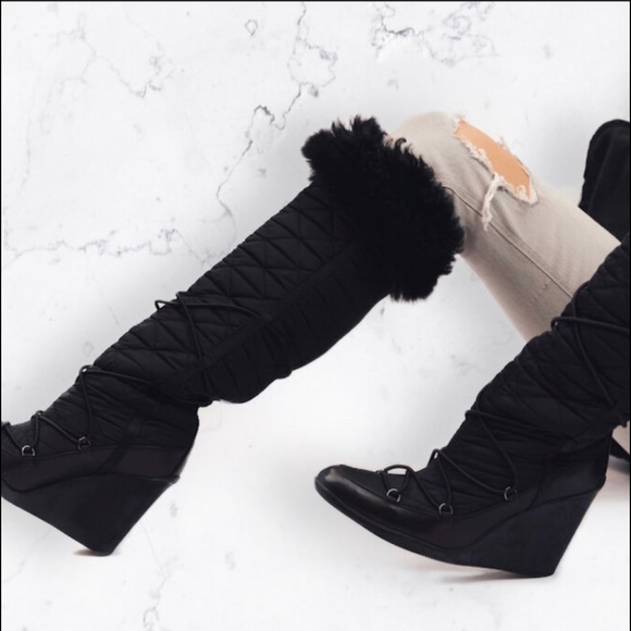 Prada nylon and fur lace up winter boots size 8 - Picture 5 of 16